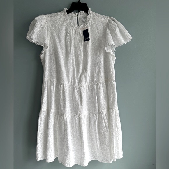 Crown & Ivy Tiered Flutter Sleeve Eyelet Dress White 2X - Picture 5 of 9